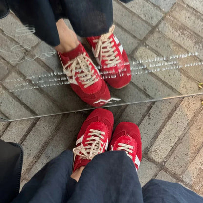 Real Leather German Training Shoes for Women — 2025 Retro Fashion Four Seasons Running & Casual Forrest Gump Style Sneakers