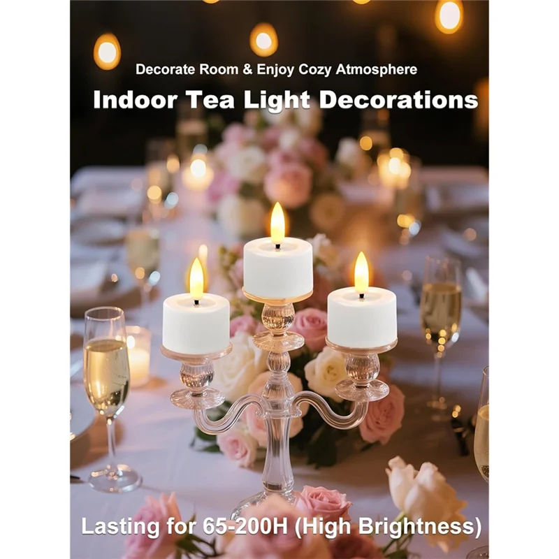 AS60 Flameless LED Tea Lights – Rechargeable Candles with Timer & Remote Control, Wedding & Christmas Table Centerpiece Decor Lights