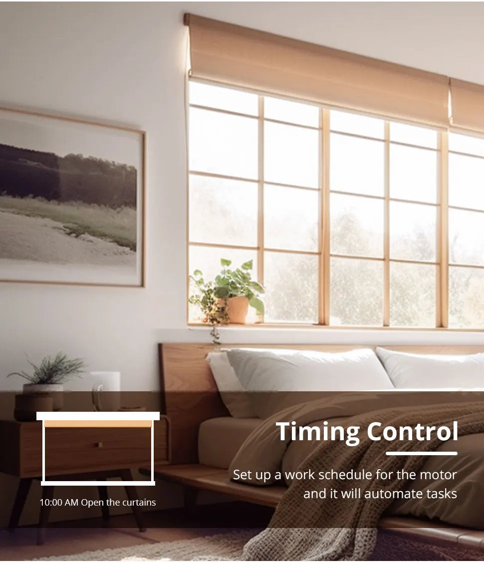 Zemismart Matter Smart Roller Shade Blinds – Motor with Built-in Battery, 38mm Tube, Compatible with HomeKit, Google Home, SmartThings App