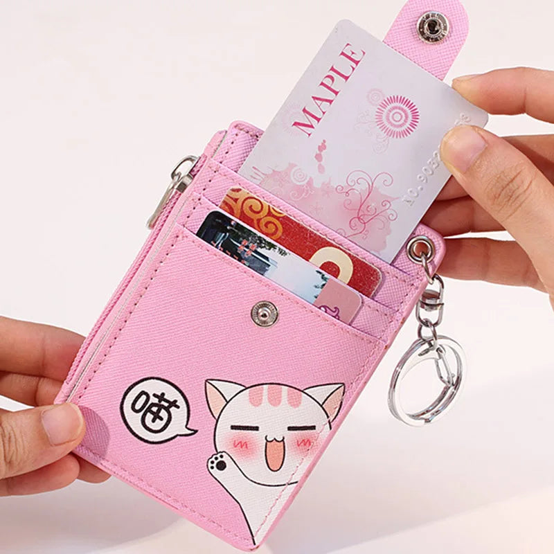 Unisex 5-Bit Badge Reel Business Card Holder with PU Neck Strap & Coin Purse – ID, Bus & IC Card Lanyard