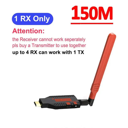 1080P 150m Wireless HDMI Extender – 1 TX to 4 Splitter, Video Transmitter & Receiver for PS4, Camera, Laptop, PC, TV, Monitor & Projector