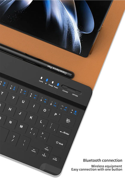 Wireless Bluetooth Mouse & Pen Keyboard Case for Samsung Galaxy Z Fold 2/3/4/5/6 – Mini Meeting Recorder Case