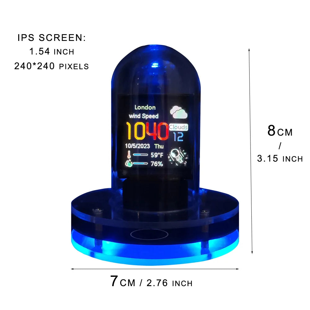 Bitcoin Price Tracker Nixie Tube Alarm Clock with RGB Lights, WiFi Weather Station, DIY Album & GIF Display