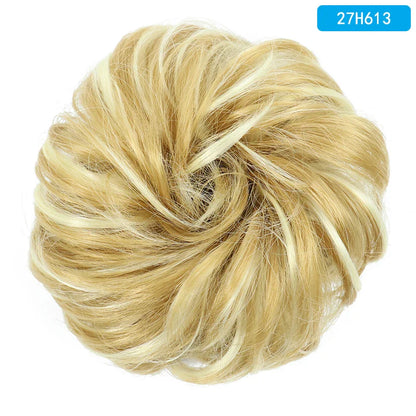 AZQUEEN Messy Bun Hair Extension – Synthetic Curly Wave Chignon Scrunchie, Elastic Band Updo Hairpiece for Women