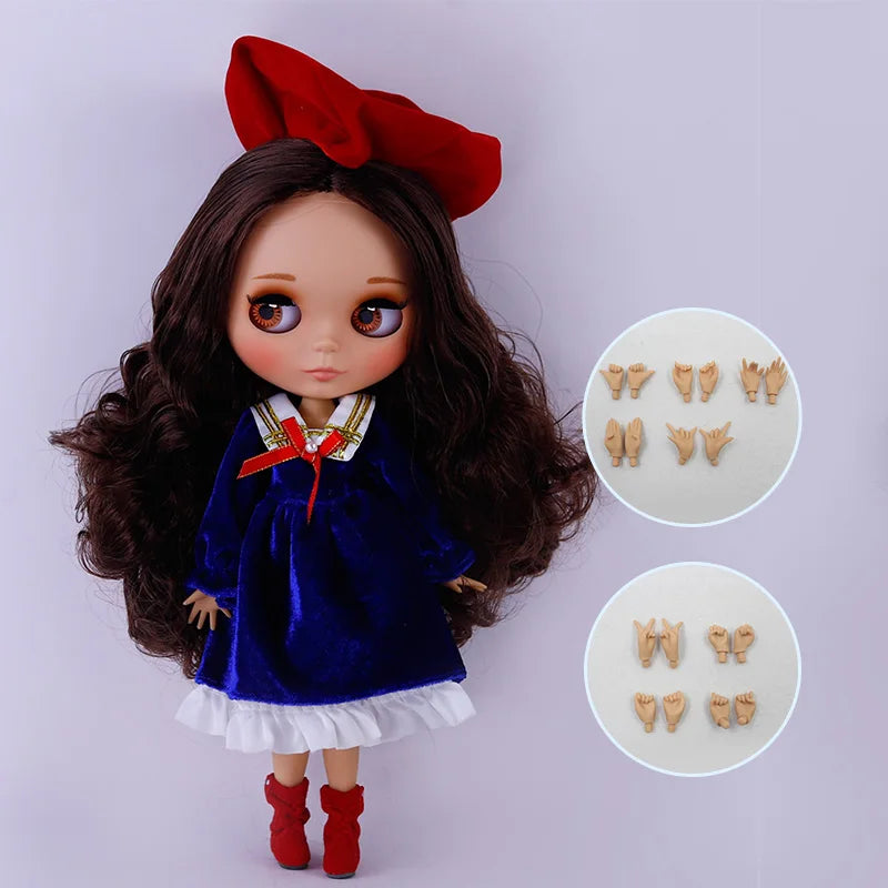ICY DBS Blythe Doll – Tan Skin Matte Face with Eyebrows, 1/6 BJD Joint Body, Anime Christmas Gift