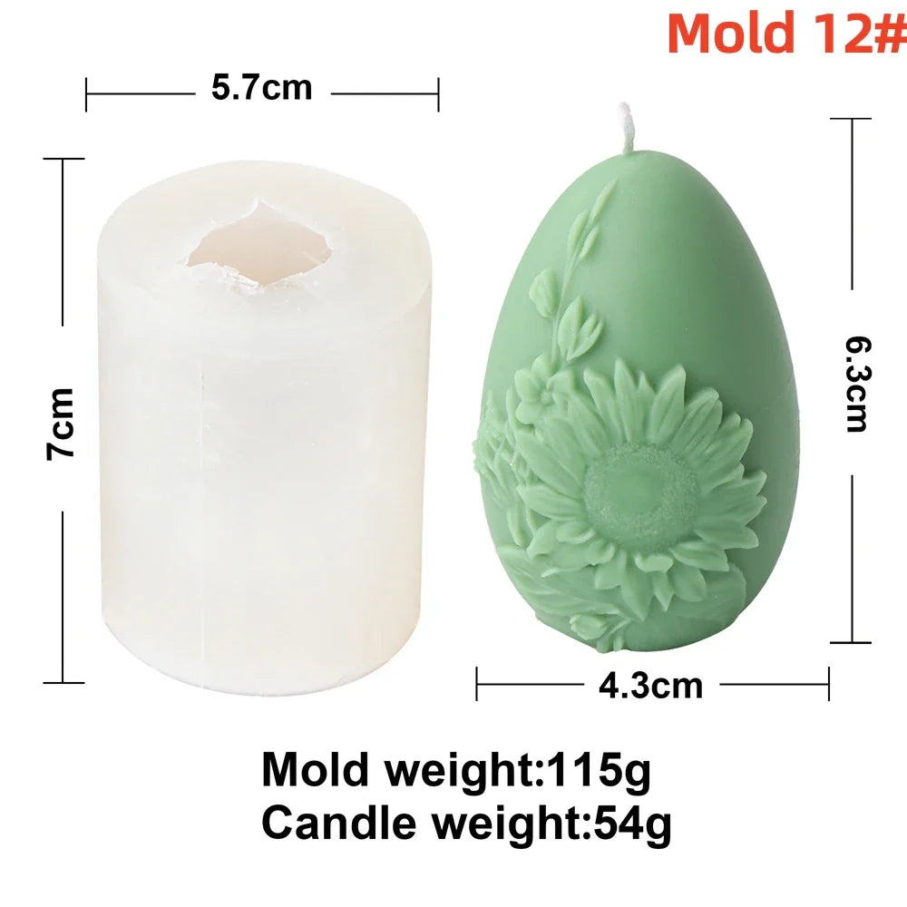 3D Easter Egg Scented Candle Silicone Mold – DIY Embossed Butterfly & Flower Egg Shape for Candle & Plaster Making, Easter Gift