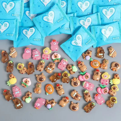 Cartoon Kapibara Miniature Supermarket Food Animal Random Style Model Ornaments Kids Gift