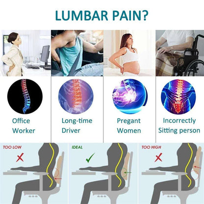 Memory Foam Lumbar Support Pillow – Relieve Back Pain with Soft, Comfortable Waist Cushion for Office, Home & Car