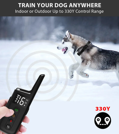 500M Remote Control Dog Training Collar Waterproof Rechargeable Anti-Bark Electric Training Device for Dogs Adjustable Behavior Correction Collar
