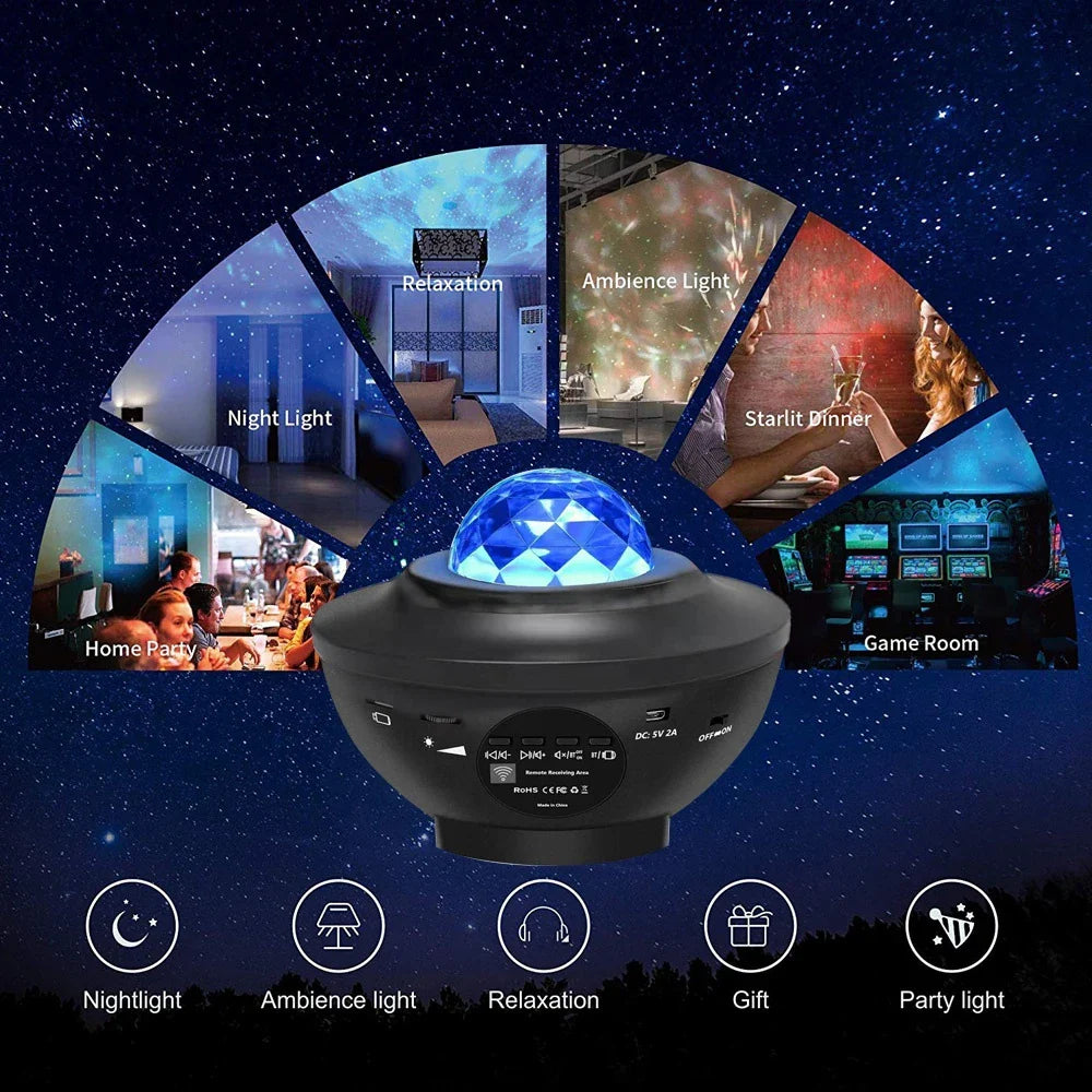 Star Projector Galaxy Projector for Bedroom, Music Speaker, Sound Activated, Remote Control & Timer, Starry Night Light Projector