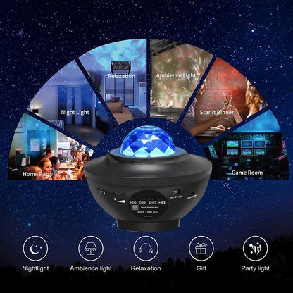 Star Projector Galaxy Projector for Bedroom, Music Speaker, Sound Activated, Remote Control & Timer, Starry Night Light Projector