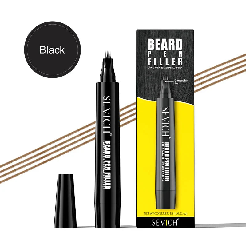 SEVICH Beard Filler Pen – Waterproof Black Fiber Beard Coloring & Enhancing Tool