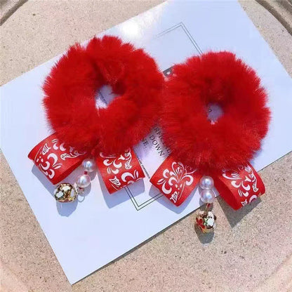 Flexible Chinese Style Children’s Hair Bands – Soft Stretchy Hair Ties for New Year