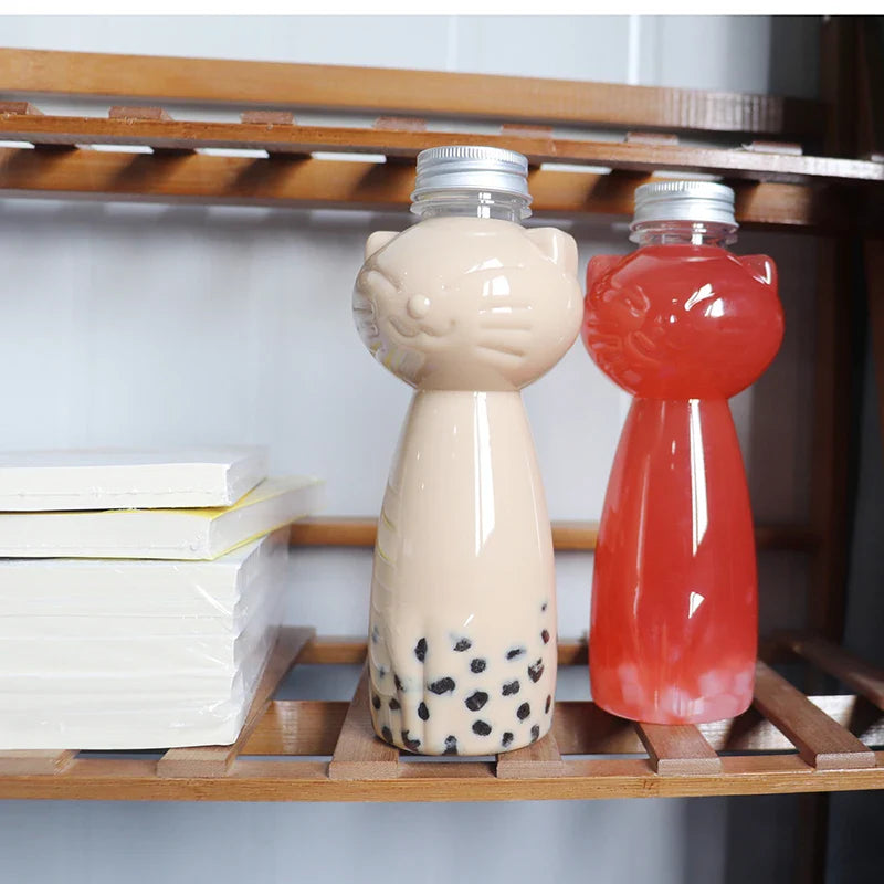 Cute Cat Shaped Water Bottle – Portable BPA-Free Drinking Cup for Milk Tea, Coffee & Juices