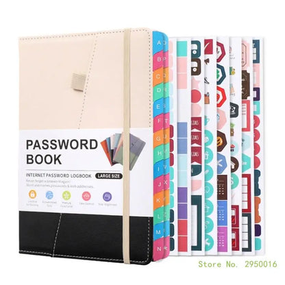A5 PU Hardcover Password Book with Alphabetical Tabs – Password Keeper Notebook for Internet Login Storage