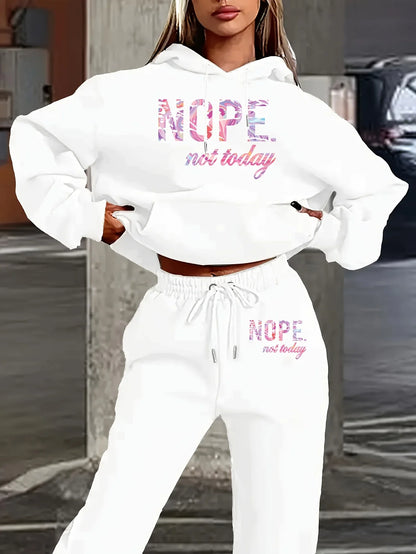 Women's 2-Piece Tracksuit Set - Hooded Sweatshirt & Sweatpants Casual Jogging Sports Outfit