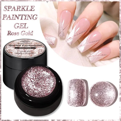 BORN PRETTY 5ML Super Silver Metallic Gel Nail Polish - Mirror Chrome Effect, Semi-Permanent Metal Painting Gel for DIY Nails