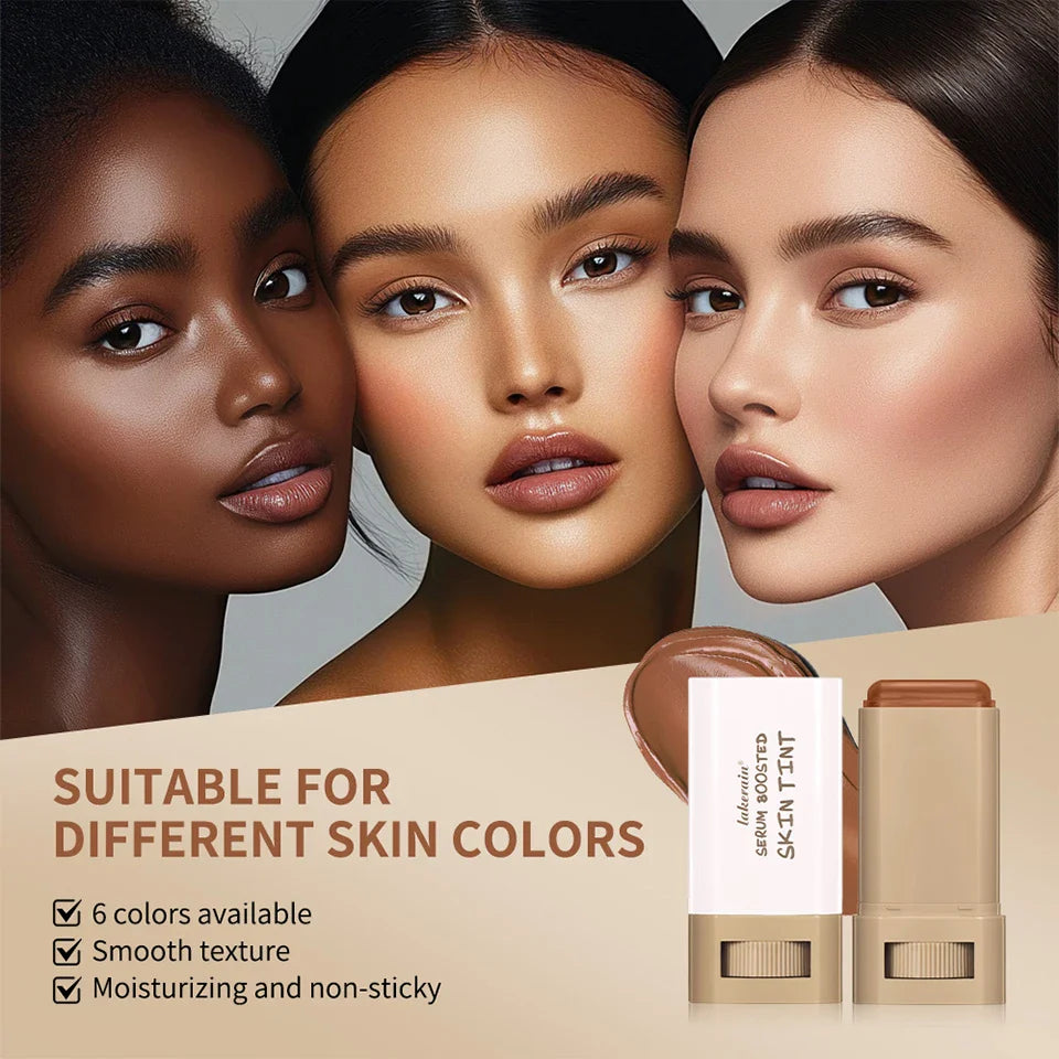 Balm Serum Skin Tint – Silky Texture, Moisturizing Coverage & Plumping Stick Foundation for Even Skin Tone, Travel-Friendly