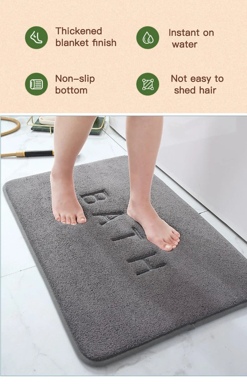 Anti-Slip Faux Cashmere Memory Foam Carpet – Super Absorbent Coral Fleece Floor Mat for Kitchen, Living Room & Bathroom