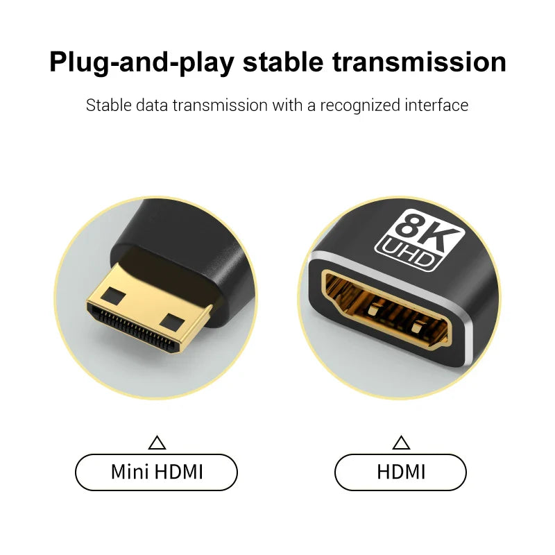 HDMI-Compatible Adapter – Mini/Micro HDMI to HDMI, 8K 60Hz, 4K 120Hz/144Hz Male to Female Converter for HDTV, Laptop, PS5