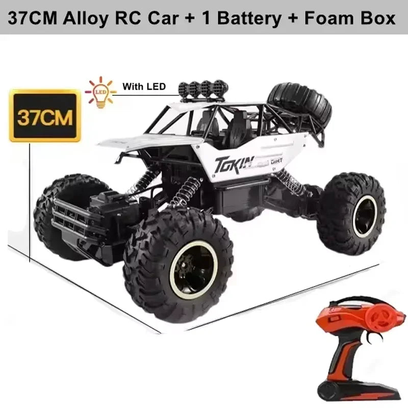 1:12/16 RC Off-Road Truck – 4WD Remote Control Car with Metal Shell & LED Lights for Kids