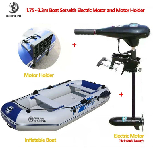 1.75~3.3m Inflatable Boat with Electric Motor – Fishing, Drift Canoeing & River Water Sports for 1-5 Persons