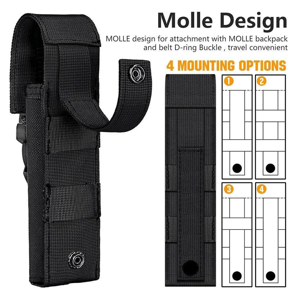 Tactical Flashlight Pouch - MOLLE Torch Holster EDC Carry Case for Camping & Hunting Gear