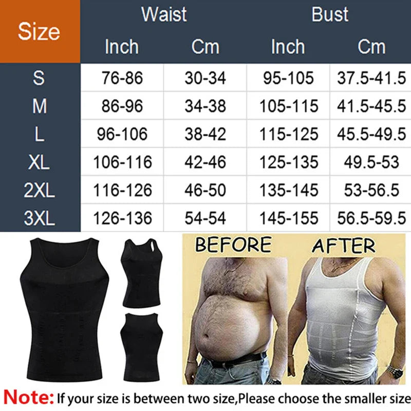 Men’s Slimming Shapewear Corset Vest — Compression Tummy Control Waist Cincher Sports Shirt
