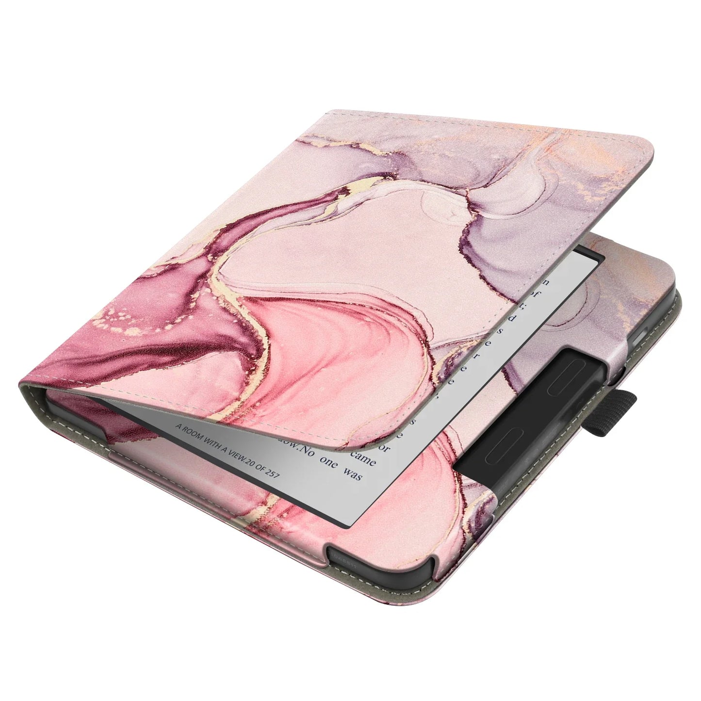 KOBO Libra 7" Leather Case – Hand Strap, Stand & Card Slot Cover for Libra Colour, Libra 2, Libra H2O (N428/N418/N873)