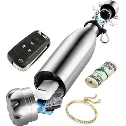 750ml Diversion Water Bottle - Portable Secret Stash Pill Organizer Can Safe, Hiding Spot for Money, Bonus Key Ring Box