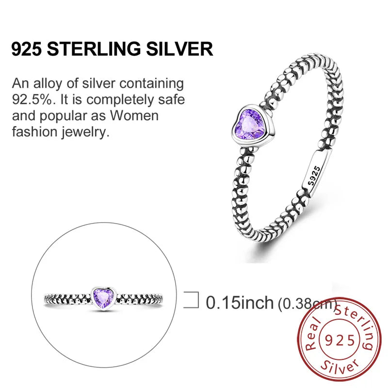 925 Sterling Silver Rings - Bow, Heart, Sun, Moon & Star Zircon Jewelry for Women, Birthday & Anniversary Gift