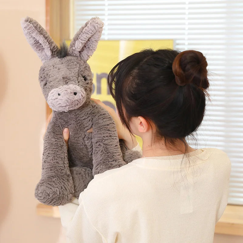 23/40/60cm Cute Burro Plush Toy — Grey Donkey Stuffed Animal, Soft Baby & Infant Doll, Birthday Gift & Room Decor