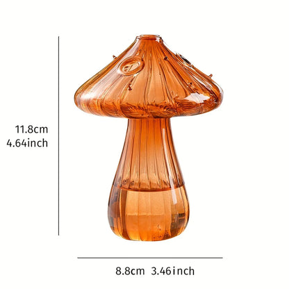 Colourful Mushroom Vase, Creative Hydroponic Transparent Glass Aromatherapy Vase, Living Room and Dining Room Desktop Art Decoration