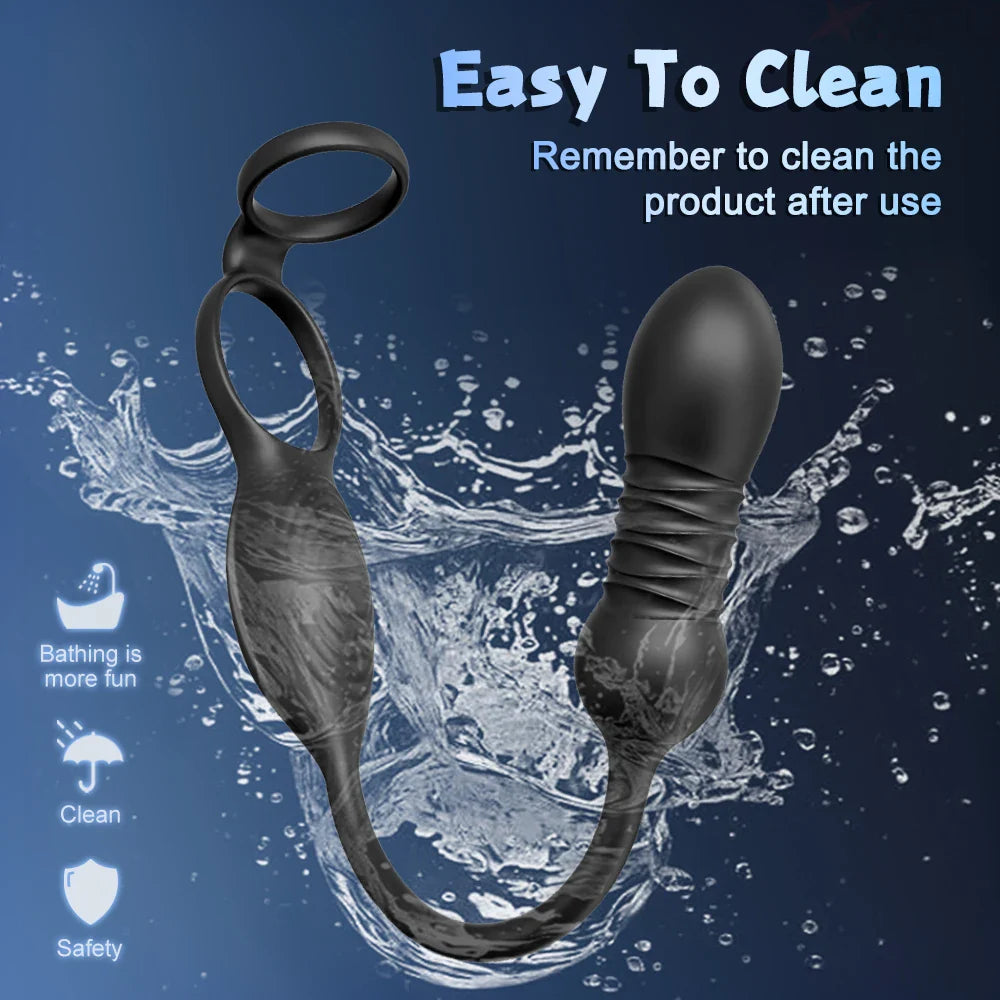 App-Controlled Male Penis Ring – Telescopic Anal Vibrator & Prostate Massager, Cock Ring Adult Sex Toy for Men