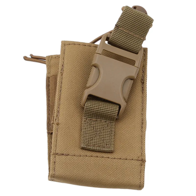 Tactical Radio Pouch: Military Molle Nylon Holder for Hunting Walkie Talkie - Interphone Hanging Bag with Magazine Pocket - Caza Essential