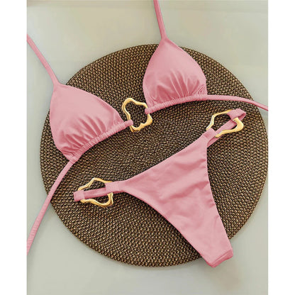 2025 Women’s Sexy Halter Micro Bikini Set – Solid Brazilian Thong Swimwear Beach Bathing Suit