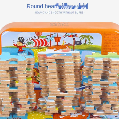 60-Piece Jigsaw Puzzle Set — Cartoon Animals & Vehicles Montessori Educational Toys for Kids, Perfect Christmas Gifts
