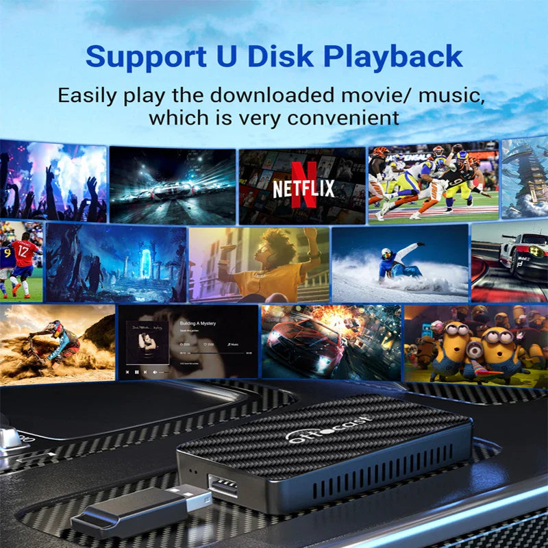 OTTOCAST Play2Video Pro AI Box – Wireless CarPlay & Android Auto Adapter with YouTube, Netflix, IPTV for 98% of Cars