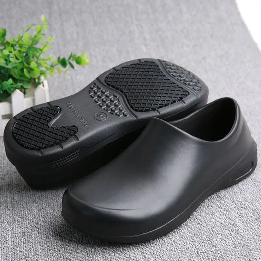 Non-Slip Chef Work Shoes - Lightweight Waterproof Slip-On Shoes with EVA Upper & Rubber Sole for Kitchen, Hospital & Restaurant Work