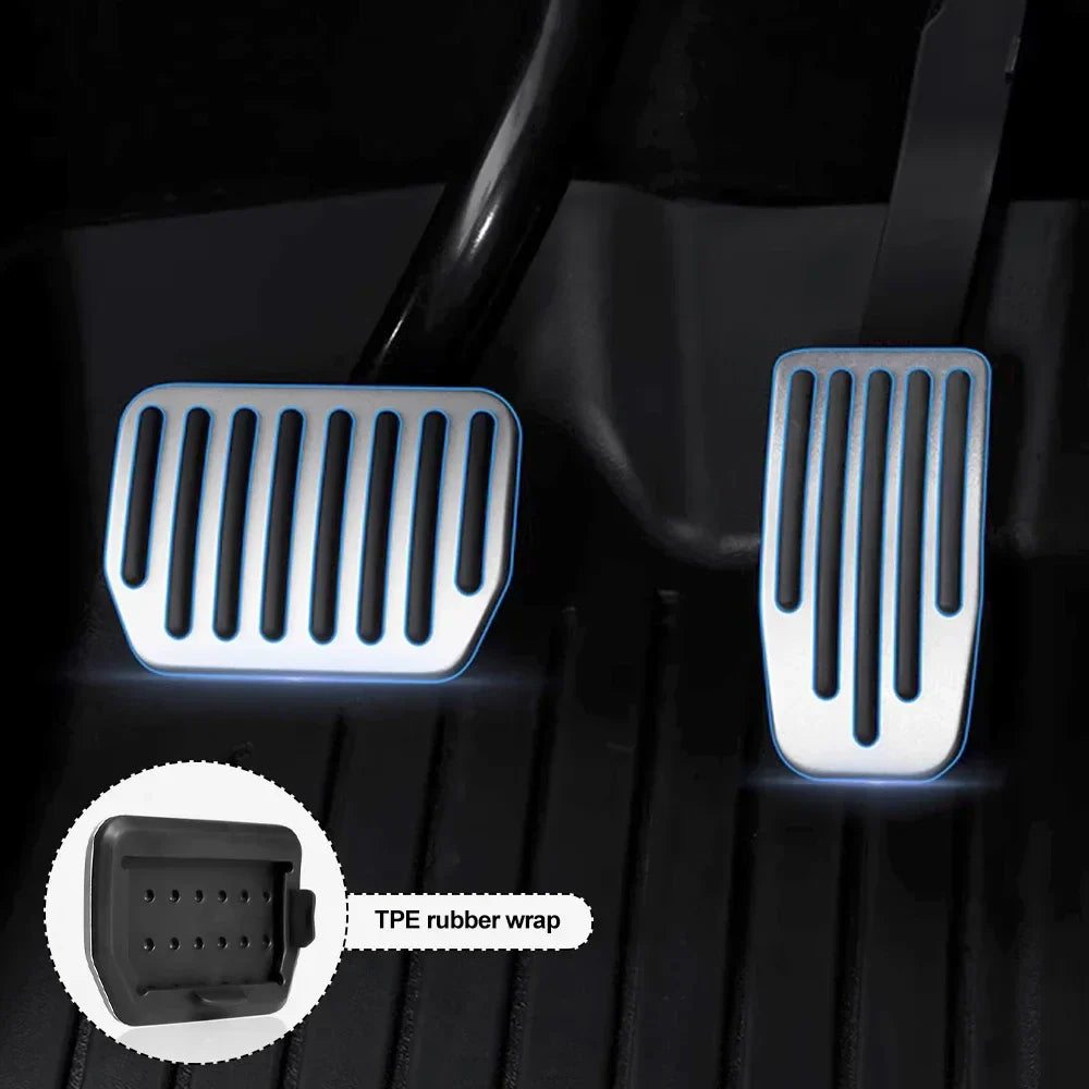Tesla Model 3 Y Highland (2022-2024) Foot Pedal Covers - Aluminum Alloy Accelerator, Gas, Fuel Brake and Rest Pads Mat Accessories