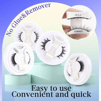 Magnetic Eyelashes Set – Handmade Fluffy Faux Mink Reusable False Lashes with Magnetic Tweezers for Natural Makeup Look