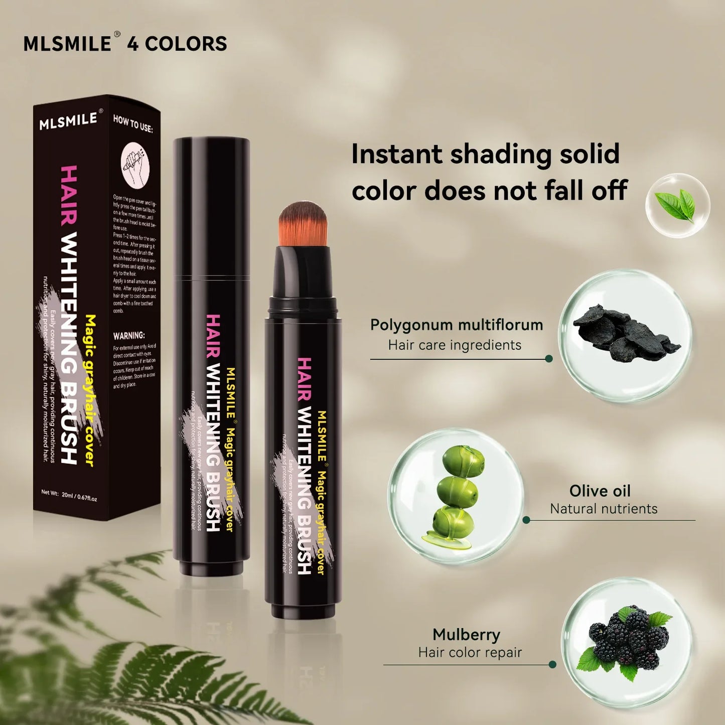 4-Color Hair Dye Touch-Up Pen — Convenient Cream Stick for Covering White Hair, Disposable Local Hair Coloring