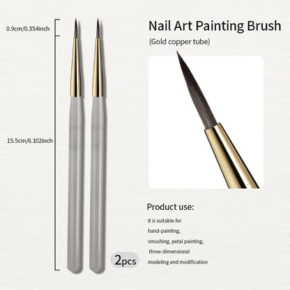 RSNAIL Nail Art Liner Brushes — 18mm Slender Long Line Painting Pen for French Stripe Nail Art, UV Gel DIY Manicure Tool