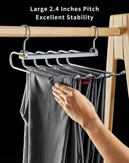 6-Layer Aluminum Pants Hanger – Space-Saving Heavy-Duty Organizer for Jeans, Skirts & Trousers