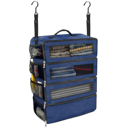 High-Capacity Travel Suitcase Organizer – Hanging Shelve & Packing Cube Collapsible Storage Bags