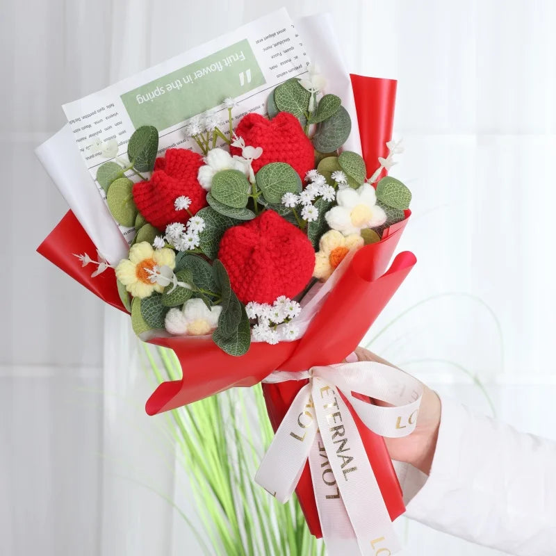 Knitted Sunflower Bouquet — Handmade Crochet Flowers for Valentine, Mother’s Day & Birthday Gifts