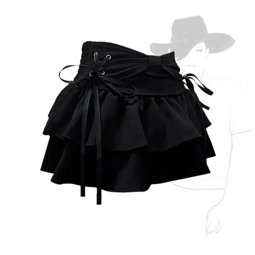 Y2K Kawaii Bow Denim Mini Skirt — Women’s Vintage A-Line Gothic Streetwear Summer Outfit