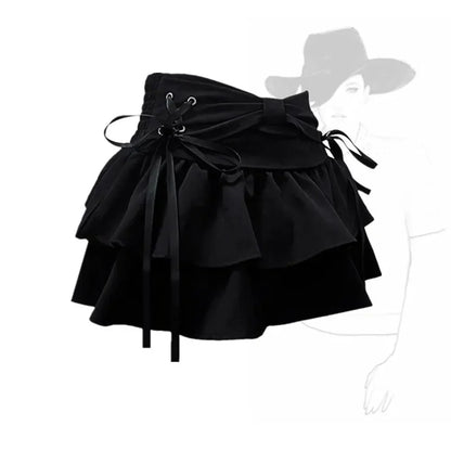 Y2K Kawaii Bow Denim Mini Skirt — Women’s Vintage A-Line Gothic Streetwear Summer Outfit