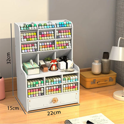 Nordic Ins Wooden Pen Holder Storage Box: Office Desk Stationery Organizer with Large Capacity - Creative Wooden Rack (Model: W2117)