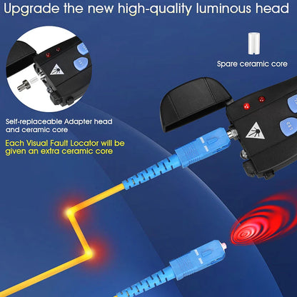 Rechargeable VFL Fiber Optic Cable Tester | Visual Fault Locator | Optional Power Levels (1/15/30/50mW) | Compatible with SC/FC/ST Connectors